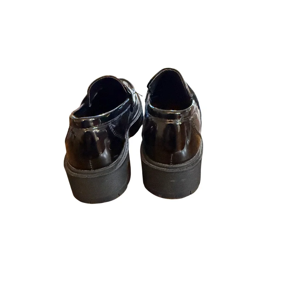 Link Kids Black Patent‎ Penny Loafers Chunky Lug Sole Dress Shoes Size 12